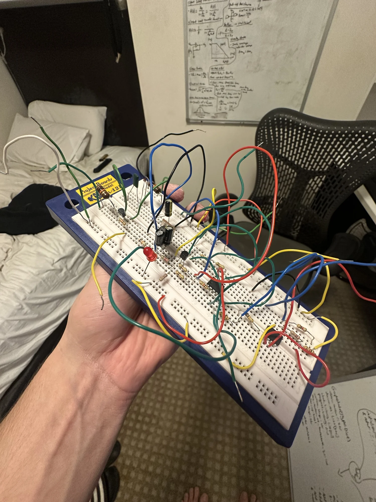 The breadboard negative-supply prototype.
