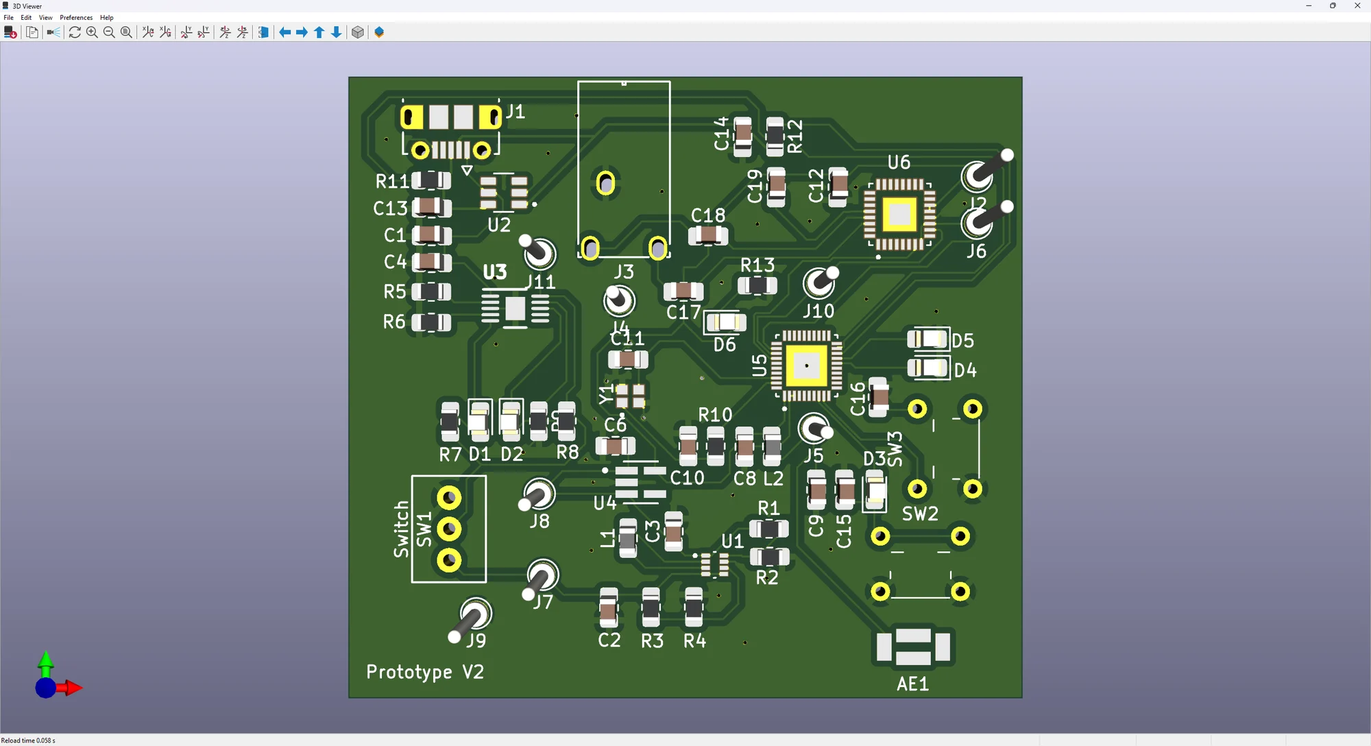 3D PCB model of the original shared-audio device.