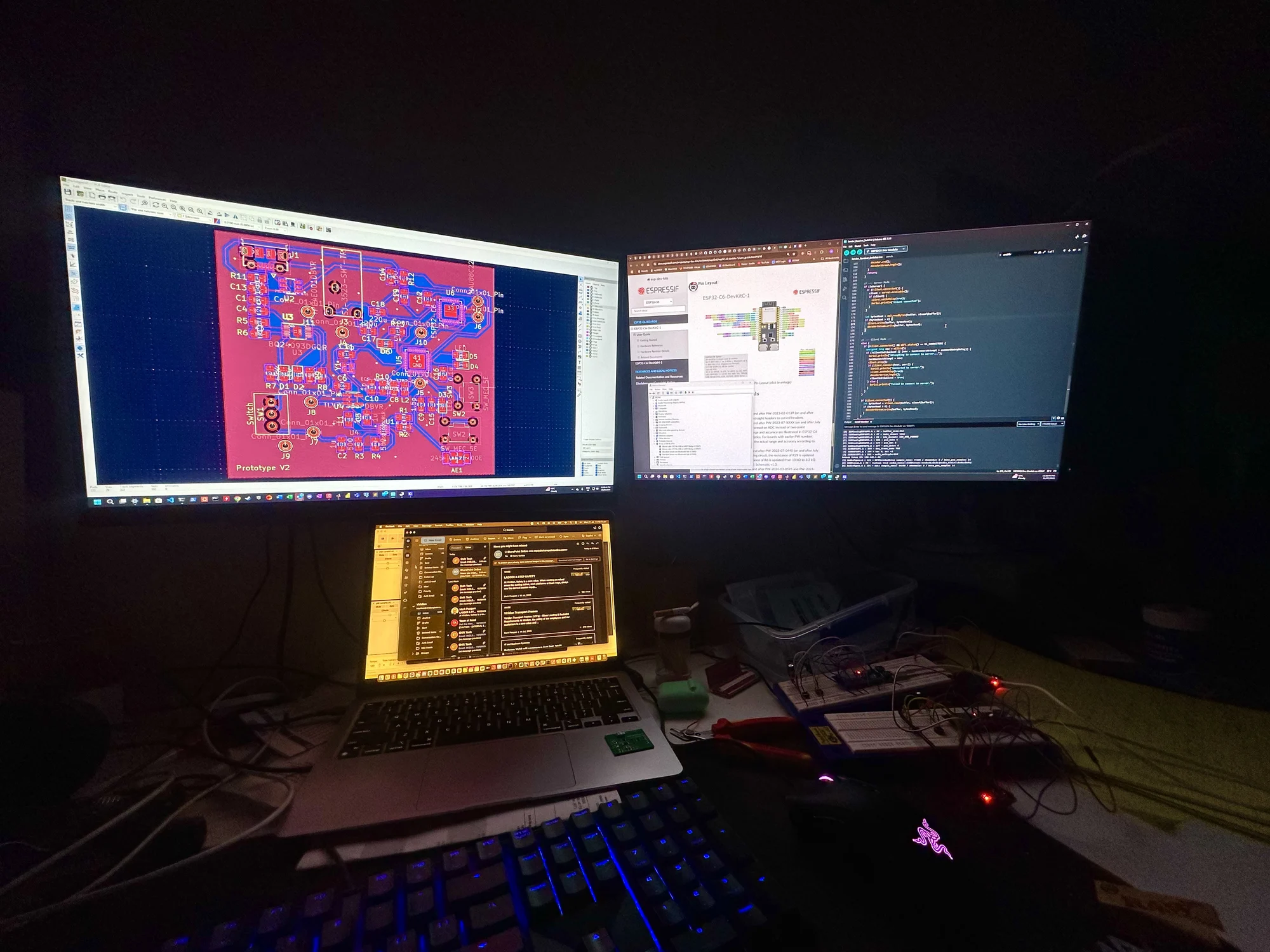 Shared-audio prototype development on an electronics workbench